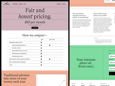 Grove Financial — Pricing financial layout tech typography website website concept website design