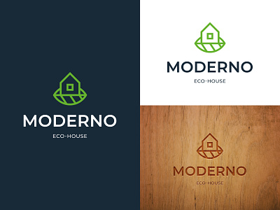 Eco-House Logo brand designer graphic designer house logo logo designer logo for construction logo for real estate logo for sale logo maker logoground modern logo property stock logos