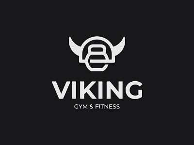 Viking Gym & Fitness Logo brand designer graphic designer gym logo kettlebell logo designer logo for a fitness logo for a gym logo for sale logo maker sport equipment stock logos viking helmet viking logo