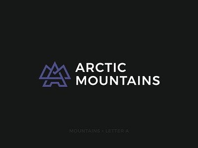 Mountains + Letter A arctic brand designer graphic designer letter a logo letter logo logo designer logo for sale logo maker logoground modern logo monogram logo mountains logo stock logos typographic logo typography