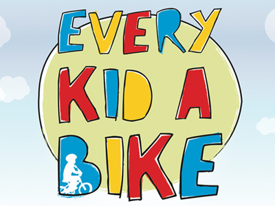 Every Kid a Bike colorful hand draw kid logo