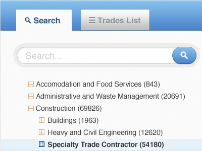 Search app blue client corporate gray search