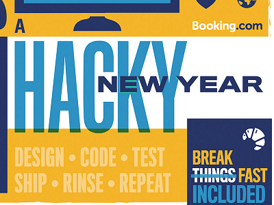 A Hacky New Year to one and all bookingcom hackathon newyear poster vector