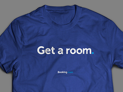 Get a Room blue booking bookingcom clean customtype design events font fun room swag tshirt