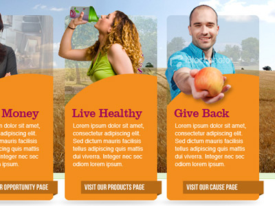 Homepage Hero Image with Sliders bebas clarendon hero image orange people purple transparency