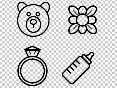 Line icons baby bear commerce diamond flower icons line ring simple