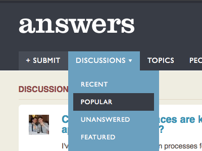 Drop Downs for Answers answers css downs drop featured popular recent submit unanswered