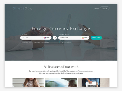 Directday Website Design card cinemagraph currency exchange flat gif landing page photography simple ui design website