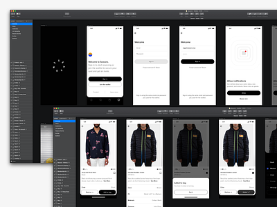 BTS ecommerce fashion menswear minimal mobile modals notifications product page sign in sign up sketch ui ux