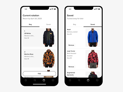 Current Rotation clothing cta ecommerce fashion menswear minimal mobile navigation save shopping bag shopping cart ui ux