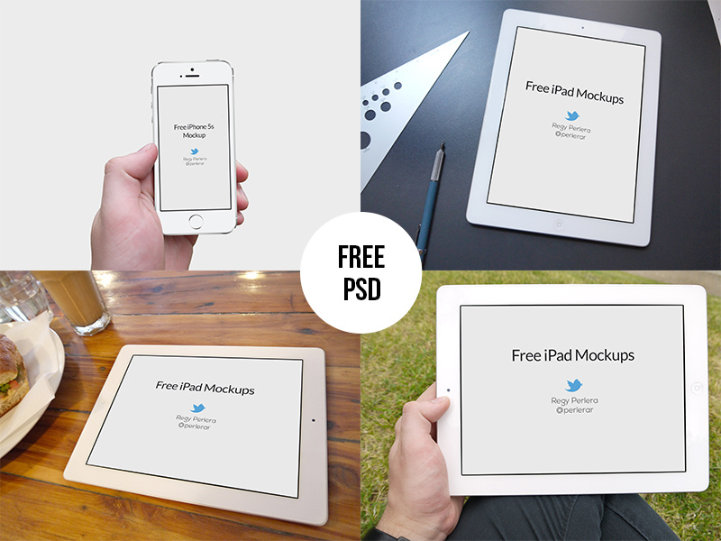 Download Free Ipad Iphone 5s Mockups Psd By Regy Perlera On Dribbble PSD Mockup Templates