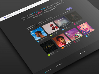 Artist Recommendations design flat homepage minimal music navigation playlist purple sound ui ux web