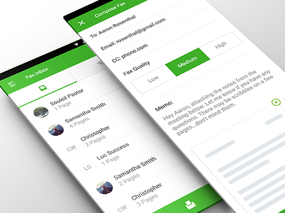 Fax Composition compose fax flat inbox material design message minimal mobile ui ux