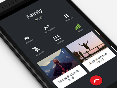 Group Calling android calling card flat material design minimal mobile phone ui ux