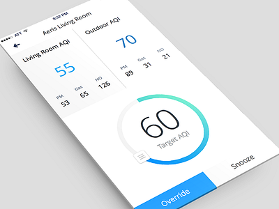 Air Quality Settings analytics app data flat health heirarchy information minimal mobile slider ui ux