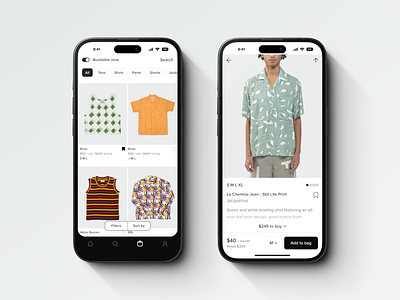 Styles Available Now browse clean collection ecommerce fashion filters ios16 mobile pdp product product page profile page rental ui ux