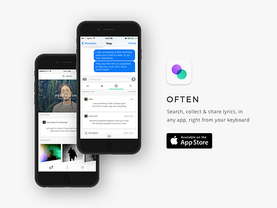 Often | Share lyrics right from your keyboard app app icon browse ios keyboard lyrics mobile music trending ui ux