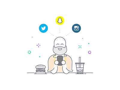 Often | Grub branding character food illustration keyboard pastel sketch social ui web