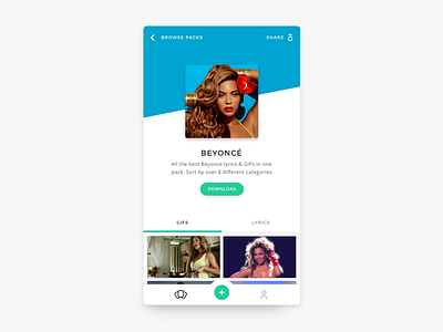 Often | Pack View beyonce card mobile profile toggle ui ux