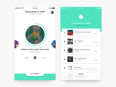Sundial, Timehop for music ios mobile music player playlist song time ui ux