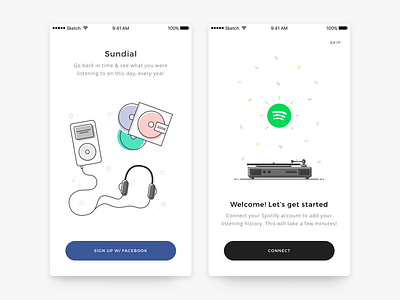 Sundial Sign Up illustration ios mobile music onboarding sign up ui ux