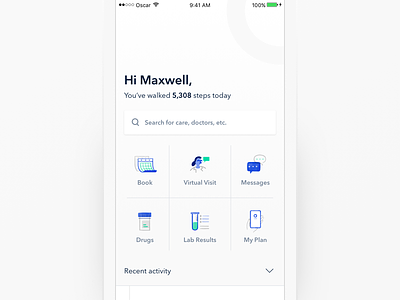 Homescreen Concept grid health homescreen icon medical mobile redesign search timeline ui ux