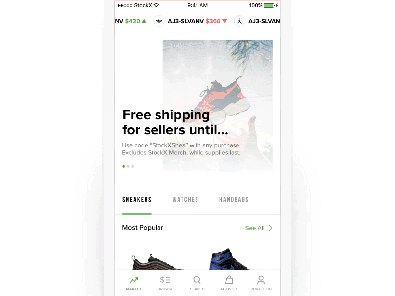 Homescreen Concept sneaker promotion homescreen sell buy marketplace ecommerce sneakers ux ui
