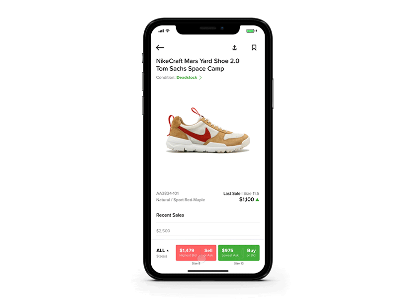Buy, Bid, Sell, Ask affirm bid buy marketplace navigation nike notification profile sell sneakers ui ux