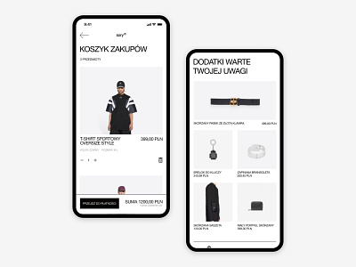 Premium clothing e-commerce - mobile shopping cart basket cart concept ecommerce graphic design minimalism shopping typography ui ux