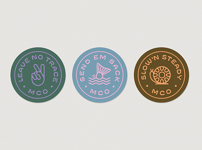 Mill City Outfitters Sticker Pack branding catch and release fishing fly fishing fly reel illustration leave no trace love the environment outdoors peace slow and steady snail stickers