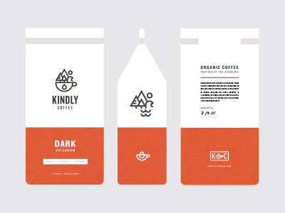Kindly Coffee Packaging V1 branding coffee outdoors packaging topo map