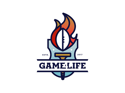 Game For Life badge fire flame foot ball football hall of fame sports torch