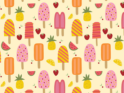 Summer Snacks food illustration illustrator pattern pattern design popsicles summer surface pattern design