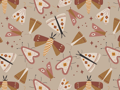 Moths illustration illustration art illustration design pattern pattern a day pattern art pattern design patterns procreate procreateapp surface design surface pattern design surfacedesign