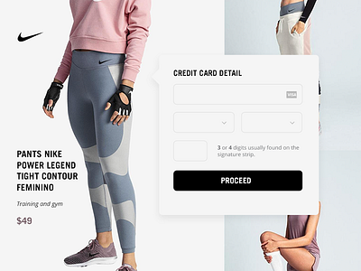 Daily UI challenge #002 - Credit Card Checkout checkout creditcard dailyui ecommerce nike pants product ui ux
