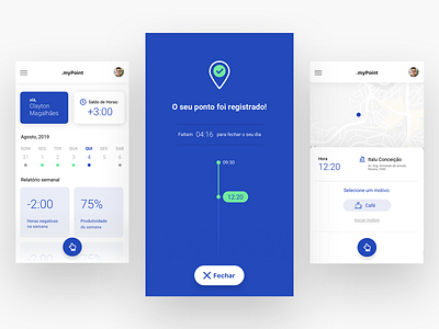 INCREDRIBBBLE #01 - Clock-in app app blue cards clockin concept design interface punchesthecard ui ux