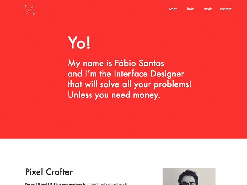 My personal website (starting it) yo red website landing page page web portfolio