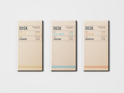 DUSK, organic dark chocolate branding packaging