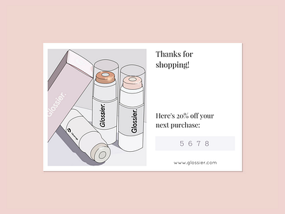 Glossier card discount ecommerce email glossier illustration illustrator line art makeup photoshop shop thank you typography