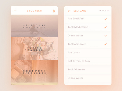 Studyblr app check lists concept dailyui gradients homework list to do todo ui