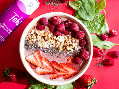 Post Work Out Protein Smoothie Bowl beverage brand design drink food healthy lifestyle lightroom photograph photography photoshop pink purple recipe red
