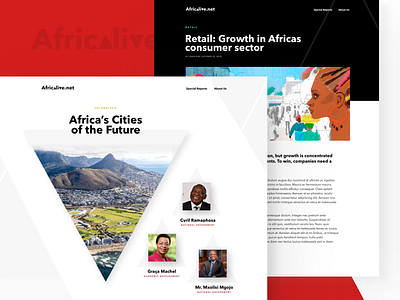 Africa live - website design africa articles bold colors clean modern news news website reports simple clean interface ui design website