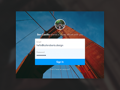 Photo Sharing Sign In design flat form input sign in ui ux web