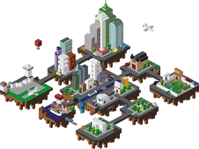 Blocko Land block blocks city floating island land roads square