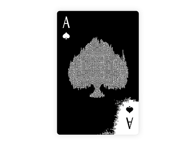 A shovel black white card design maze playing card