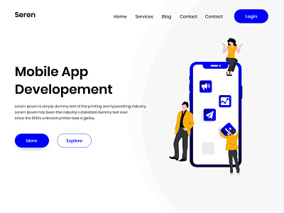 Mobile App Development hero section illustration landing page mobile app landing page user experience design user interface ux designer website design