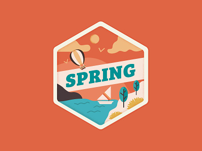 Spring is here badge break concept patch sail spring summer water