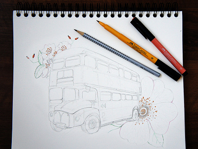 English Bus Sketch buss pencil sketch visualcookies