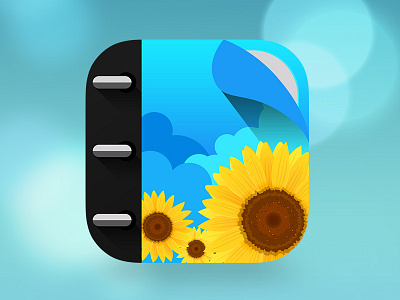 Ios7 Icon blue bubbles clouds flower icon ios7 notebook sun visualcookies yellow
