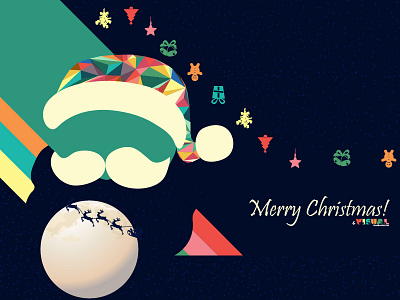 Merry Christmas - Wallpaper beard blue christmas moon moustache present raindeer santa visualcookies wallpaper